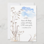 Blue Sky Simple Botanical Garden Christelijk Weddi Kaart (Achterkant)