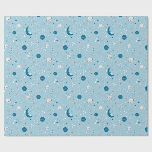 Blue Sky & Space Pattern Cadeaupapier (Vlak)