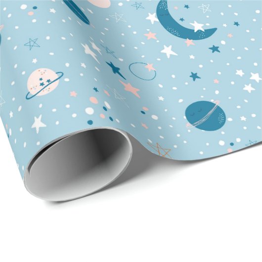Blue Sky & Space Pattern Cadeaupapier (Rol Hoek)