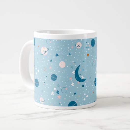 Blue Sky & Space Pattern Extra Grote Beker (Voorkant links)