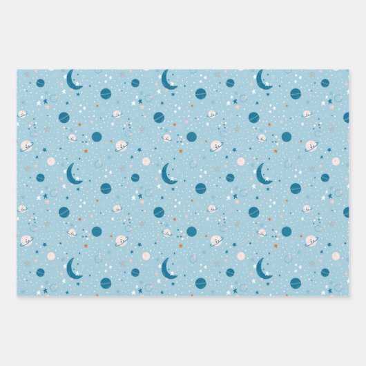 Blue Sky & Space Pattern Inpakpapier Vel (Voorkant)