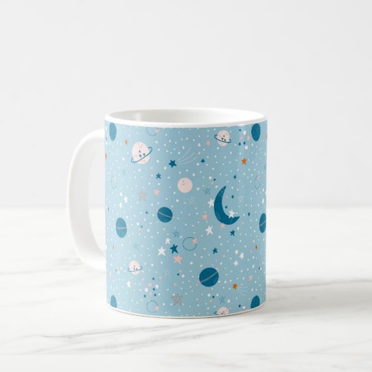 Blue Sky & Space Pattern Koffiemok (Voorkant links)