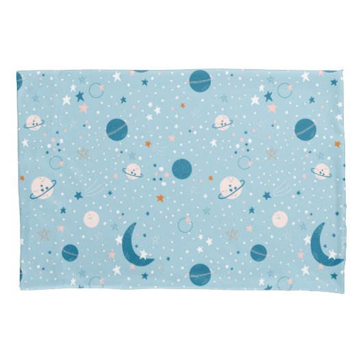 Blue Sky & Space Pattern Kussensloop (Voorkant)