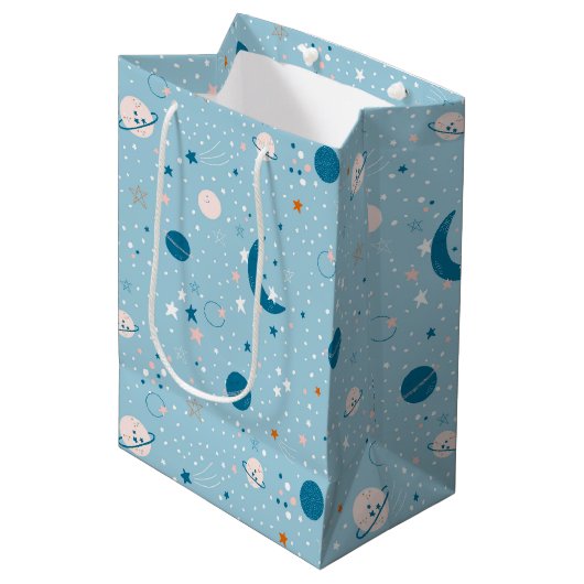Blue Sky & Space Pattern Medium Cadeauzakje (Voorkant Gekanteld)