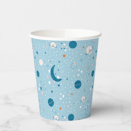 Blue Sky & Space Pattern Papieren Bekers (Links)