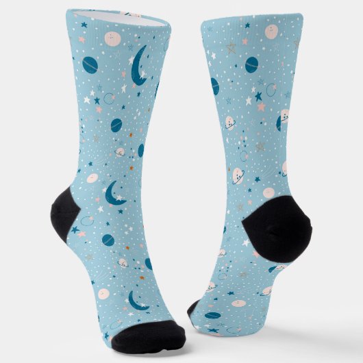Blue Sky & Space Pattern Sokken (Gebogen)