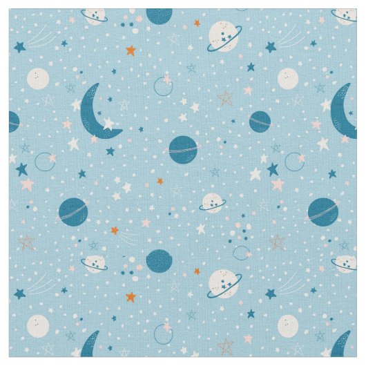 Blue Sky & Space Pattern Stof (Close Up)