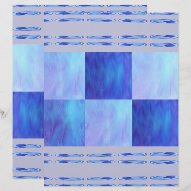Blue Sky Tiles Scrapbook Paper 2-Sided Page (Voorkant / Achterkant)
