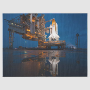 Blue Sky voor Space Shuttle Atlantis Lancering Tissuepapier