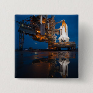 Blue Sky voor Space Shuttle Atlantis Lancering Vierkante Button 5,1 Cm