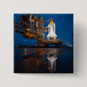 Blue Sky voor Space Shuttle Atlantis Lancering Vierkante Button 5,1 Cm