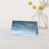 Blue Sky Waterverf Landscape Bruiloft Plaats Kaart (Achterkant)