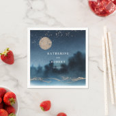 Blue Sky Waterverf Landschap Bruiloft Monogram Servet (Insitu)