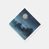 Blue Sky Waterverf Landschap Bruiloft Monogram Servet (Hoek)