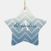 Blue Sky White Chevron Keramisch Ornament (Voorkant)