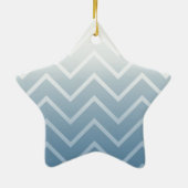 Blue Sky White Chevron Keramisch Ornament (Achterkant)