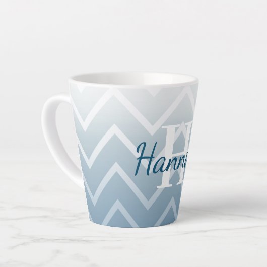 Blue Sky White Chevron Latte Mok (Linkerhoek)