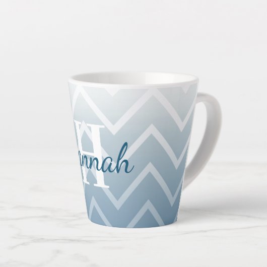 Blue Sky White Chevron Latte Mok (Rechterhoek)