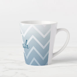 Blue Sky White Chevron Latte Mok