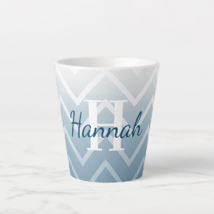 Blue Sky White Chevron Latte Mok