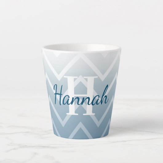 Blue Sky White Chevron Latte Mok (Voorkant)