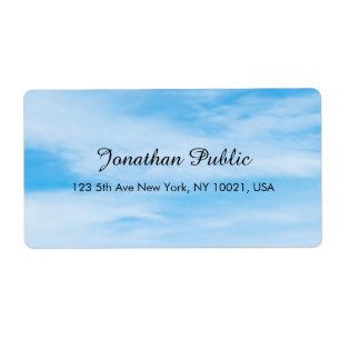 Blue Sky White Clouds Calligraphy Modern Elegant Etiket