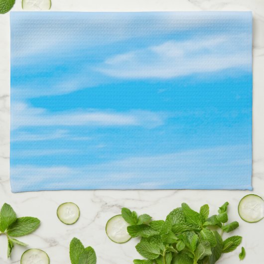Blue Sky White Clouds Elegant Custom Sjabloon Theedoek (Gevouwen)