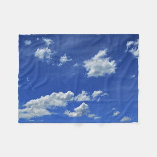 Blue Sky White Clouds Fleece Blanket (Voorkant (Horizontaal))