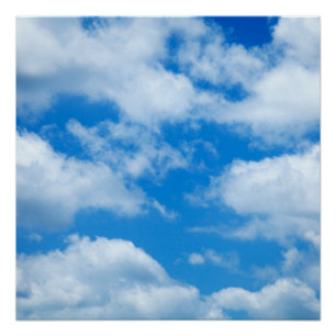 Blue Sky White Clouds Heavenly Skies Background Perfect Poster