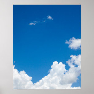 Blue Sky White Clouds Heavenly Skies Background Poster