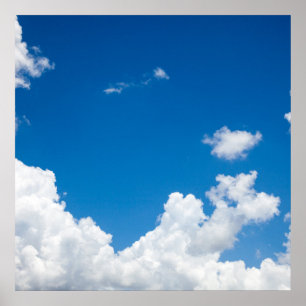 Blue Sky White Clouds Heavenly Skies Background Poster