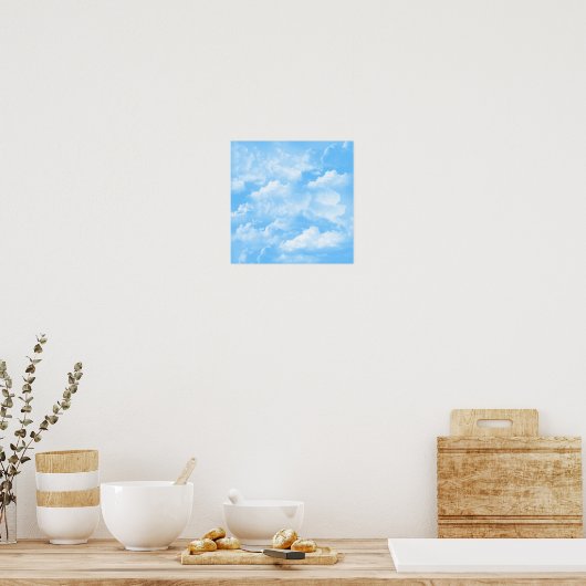 Blue Sky White Clouds Poster (Keuken)