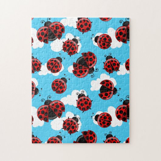 Blue Sky White Clouds Red Ladybug Beetle Legpuzzel (Verticaal)