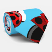 Blue Sky White Clouds Red Ladybug Beetle Stropdas (Opgerold)