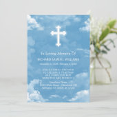 Blue Sky White Cross in Loving Memory Kaart (Staand voorkant)