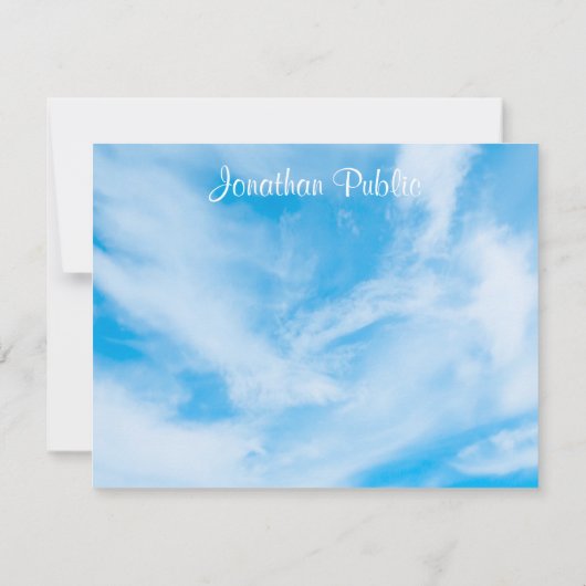 Blue Sky White Nuages Modèle manuscrit Script (Dos)