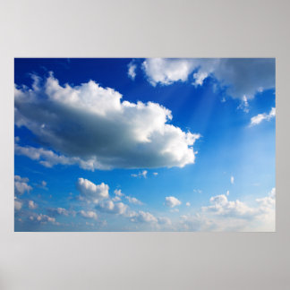 Blue sky with cloud closeup. poster