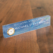 Blue Sky Zee Abstract Uniek Chic Modern Minimaal Naambordje (Zijkant)