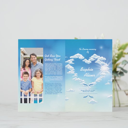 Blue Skyer Funeral Program Template (Staand voorkant)