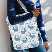 Blue Sleeping Baby Beer op Moon Clouds & Stars Crossbody Tas