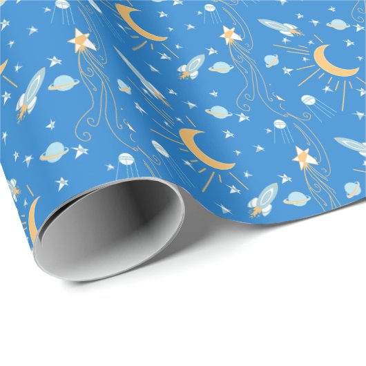 Blue Sleepy Moon Cadeaupapier (Rol Hoek)