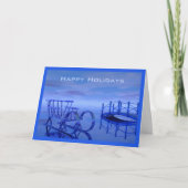 Blue Sleigh sur la glace Joyeux Modèle de la carte (Devant)