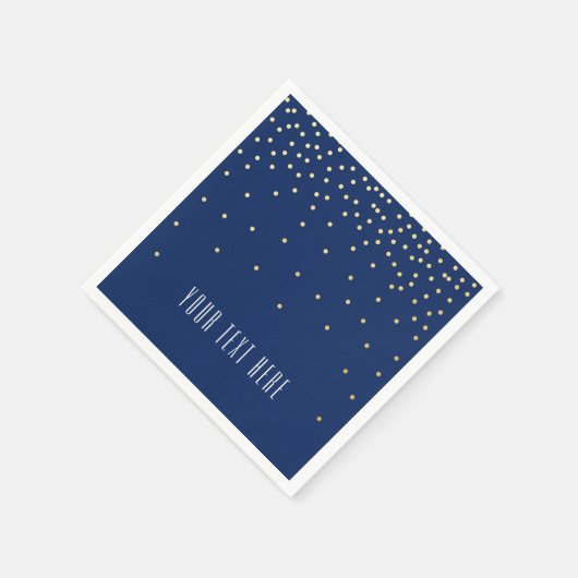 Blue & Small Gold Foil Confetti bruiloft servetten (Hoek)