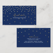 Blue Small Gold Foil Confetti Stip Visitekaartje (Voorkant / Achterkant)