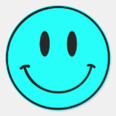 Blue Smiley One Happy Dude/Gal Stickers Anniversai (Devant)