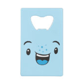 Blue Smiling Kawaii Face Carte de crédit Bottle Ou (Devant)