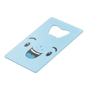 Blue Smiling Kawaii Face Carte de crédit Bottle Ou (Dos Angle)