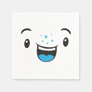Blue Smiling Kawaii Face Napkins Servetten