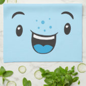 Blue Smiling Kawaii Face Serviette de cuisine (Plié)