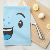 Blue Smiling Kawaii Face Serviette de cuisine (Quart Plié)